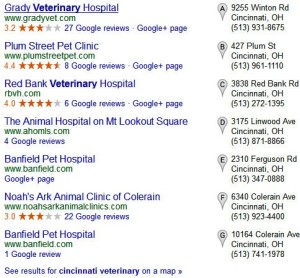 A typical listing of Google Reviews.