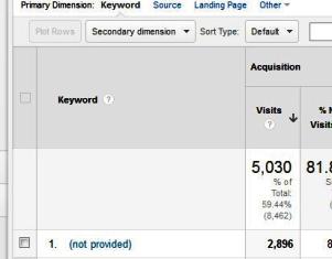 Analytics showing not provided keyword data.